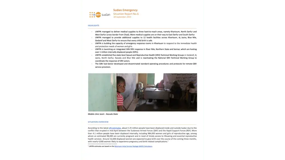 UNFPA Sudan Emergency Situation Report #6