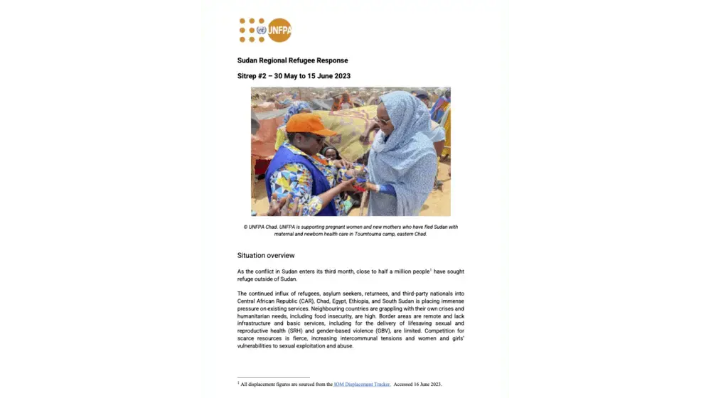 UNFPA Sudan Regional Refugee Response Situation Report #2