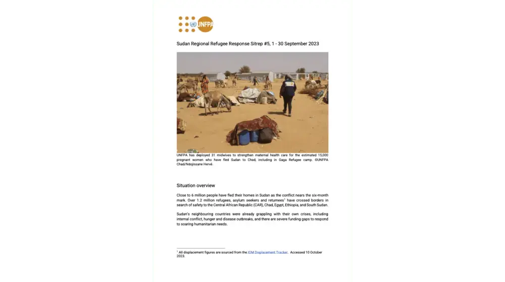 UNFPA Sudan Regional Refugee Response Situation Report #5