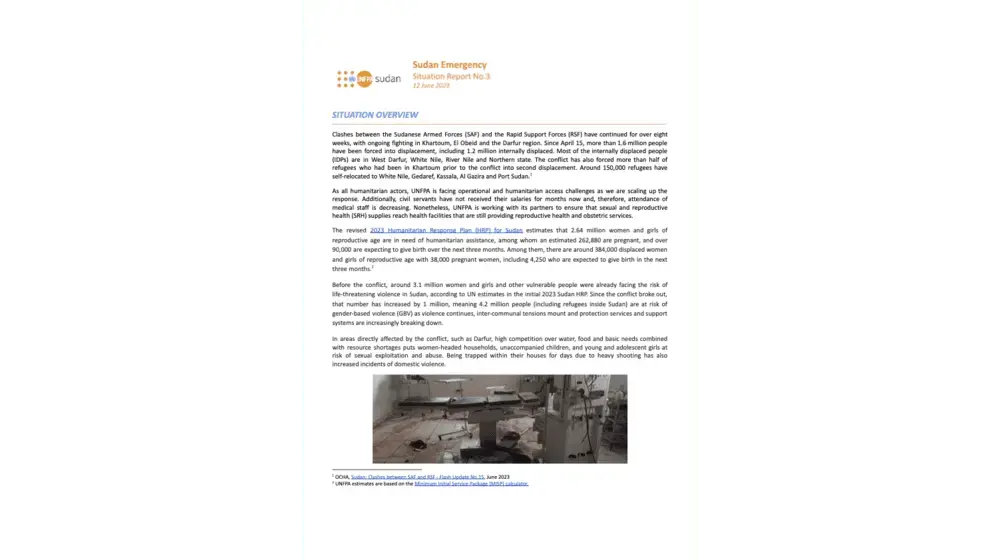 UNFPA Sudan Emergency Situation Report #3