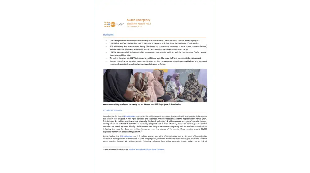 UNFPA Sudan Emergency Situation Report #7