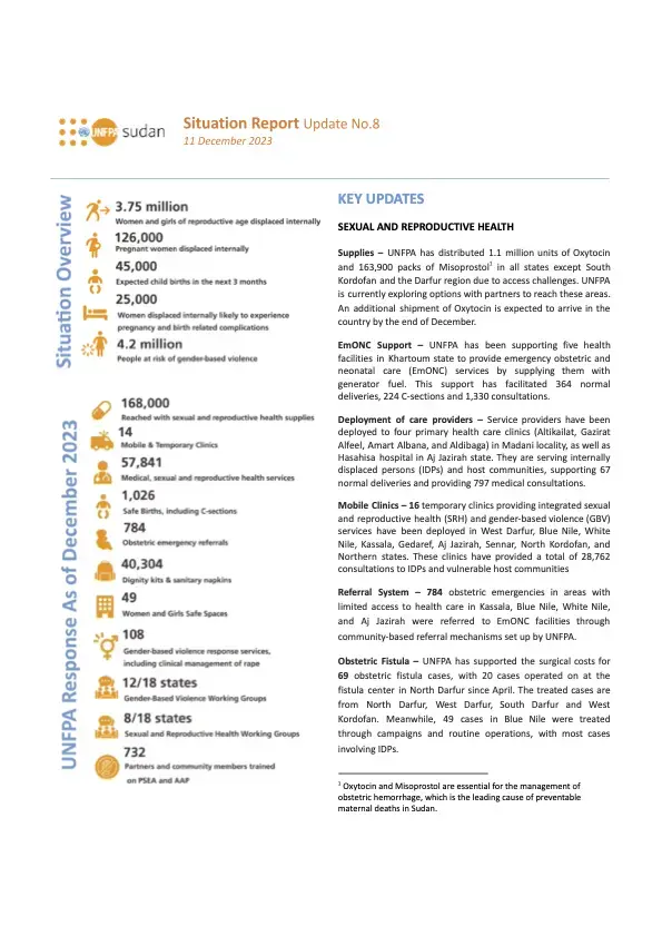 UNFPA Sudan Emergency Situation Report #8