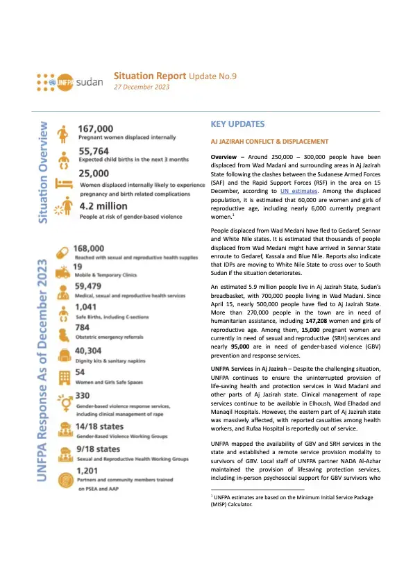 UNFPA Sudan Emergency Situation Report #9