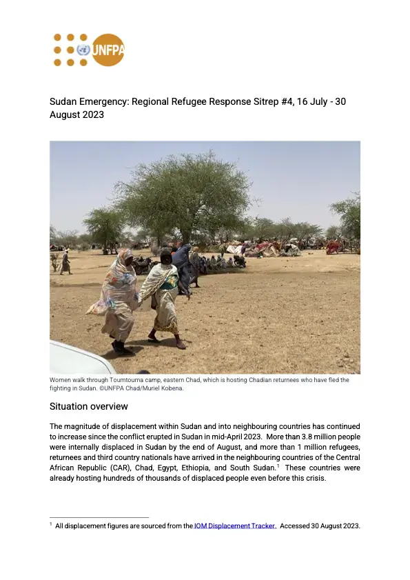 UNFPA Sudan Regional Refugee Response Situation Report #4