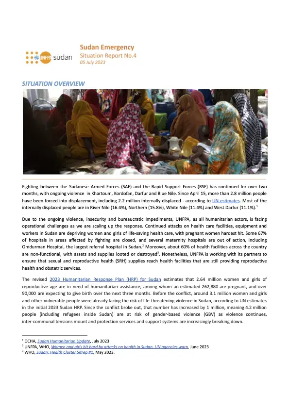 UNFPA Sudan Emergency Situation Report #4