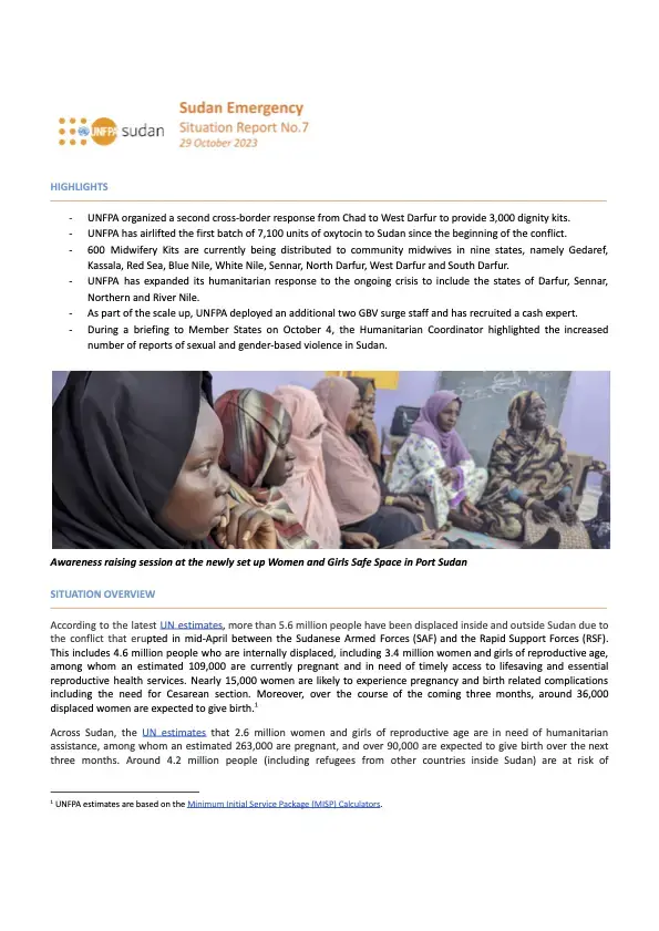 UNFPA Sudan Emergency Situation Report #7